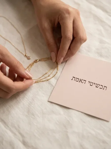 ידיים מסדרות צמידים עדינים על רקע לבן וחם